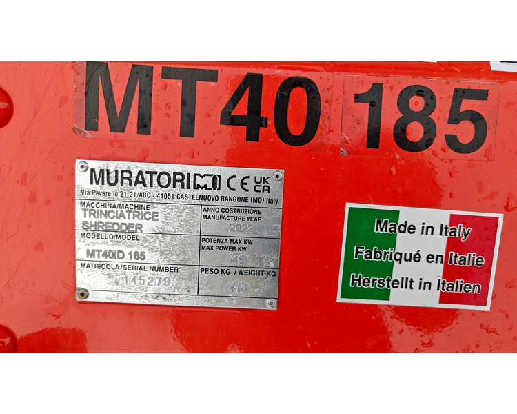 Muratori MT40-185 Hydraulisk - Brugt maks. 10 timer