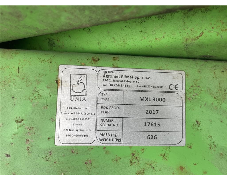 Unia MXL 3000 med RPM måler