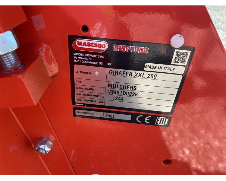 Maschio Giraffa XXL 260 HD MODEL - Afklip Ø12