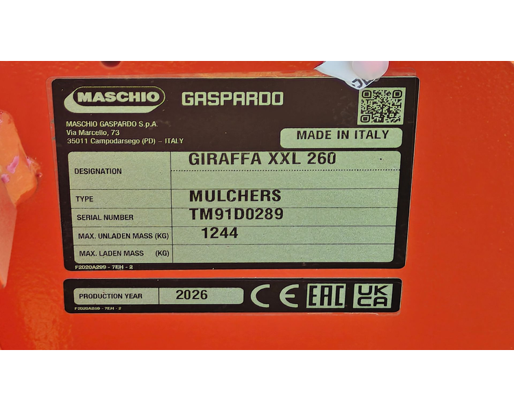 Maschio Gaspardo Giraffa XXL Udv. Gear Afklip op til Ø=12 cm.