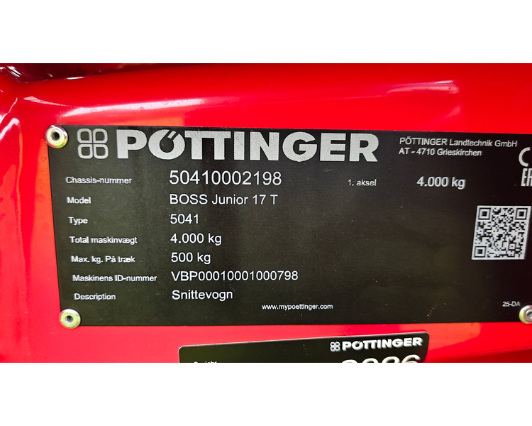 Pöttinger Boss Junior 17T Opsamlervogn