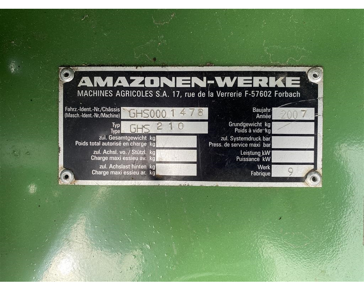 Amazone GHS 210 velholdt
