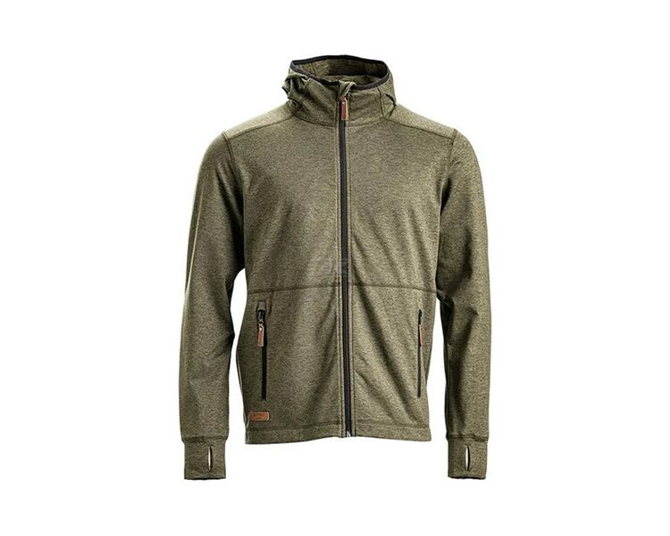 Fleece sweat cardigan m hætte - herre, oliven, str. XS-4XL