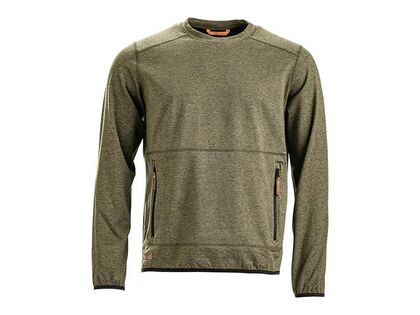 Fleece shirt m rund hals, herre, oliven, str. XS-3XL