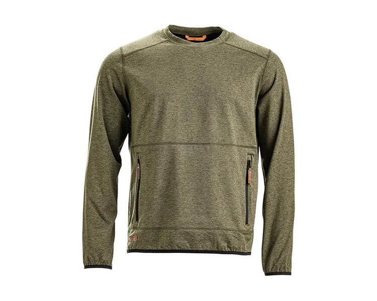 Fleece shirt m rund hals, herre, oliven, str. XS-3XL