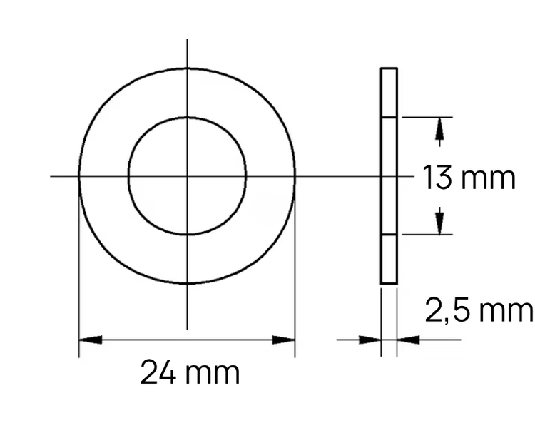 Skive plan 13,0x24,0x2mm