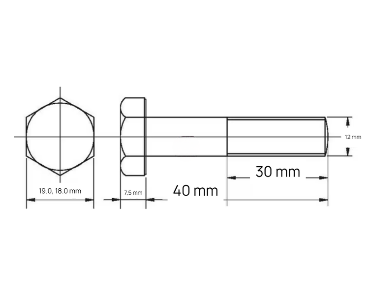Stålbolt 8.8 12x40 mm