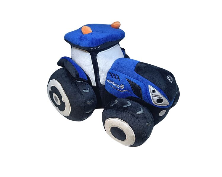 Stor blå New Holland T7 traktor i plys.