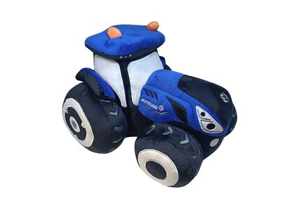 Stor blå New Holland T7 traktor i plys.