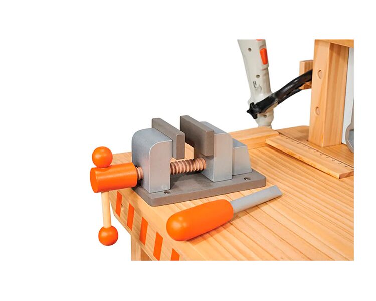 Stihl børnearbejdsbænk i træ m. træ-legetøj 