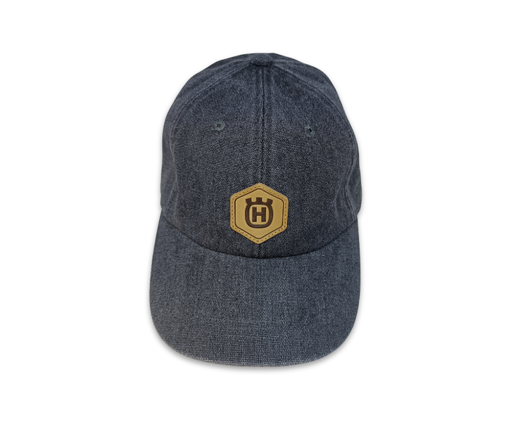 Kasket, granitgrå med læderdetaljer