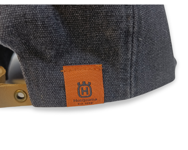 Kasket, granitgrå med læderdetaljer