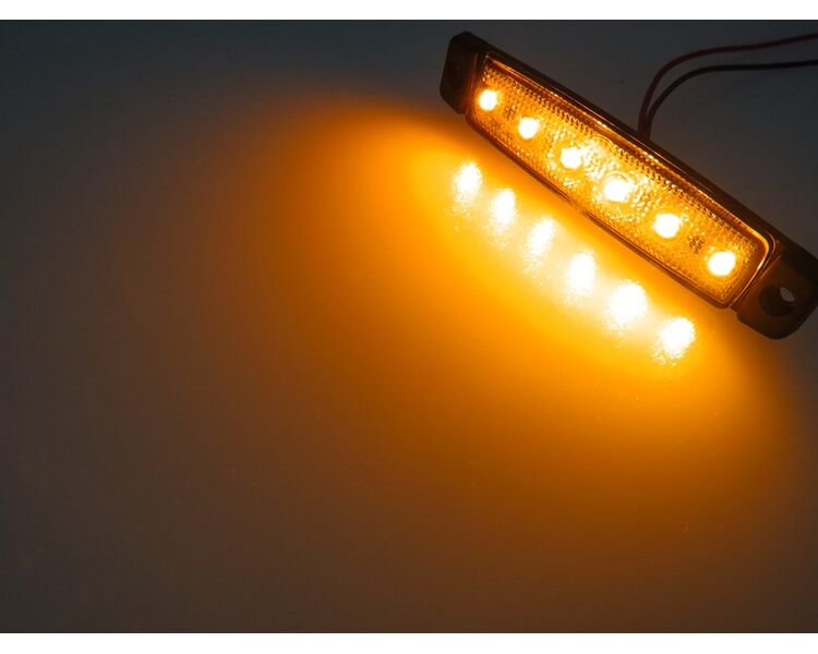 Markeringslampe led gul - 6 LED, 12 V 