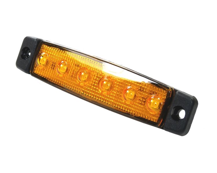 Markeringslampe led gul - 6 LED, 12 V 