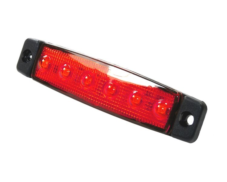 Markeringslampe rød - 6 LED, 12 V