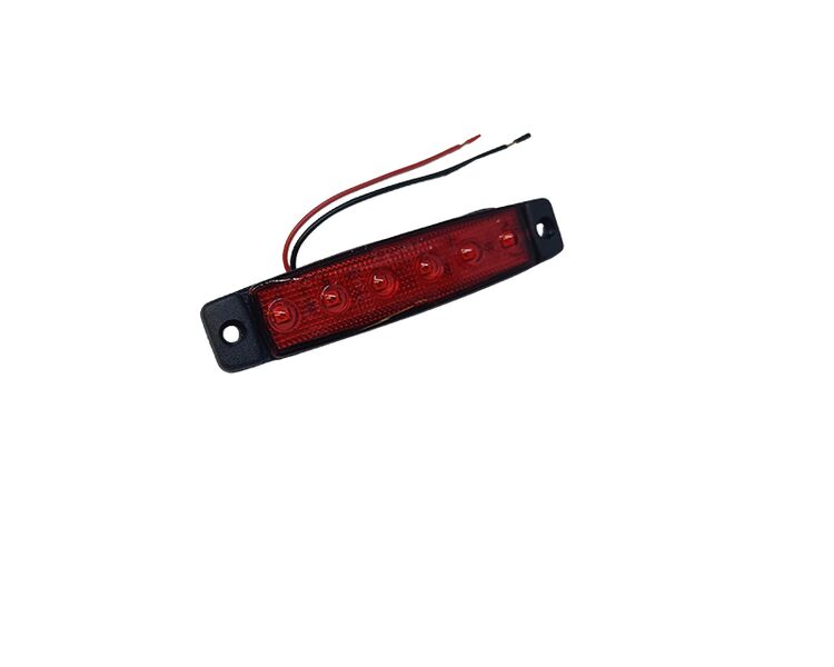 Markeringslampe rød - 6 LED, 12 V