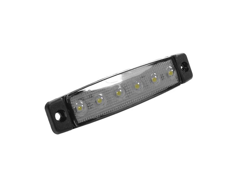 Markeringslampe hvid - 6 LED, 12 V