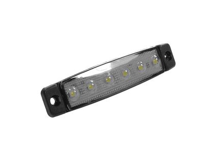 Markeringslampe hvid - 6 LED, 12 V