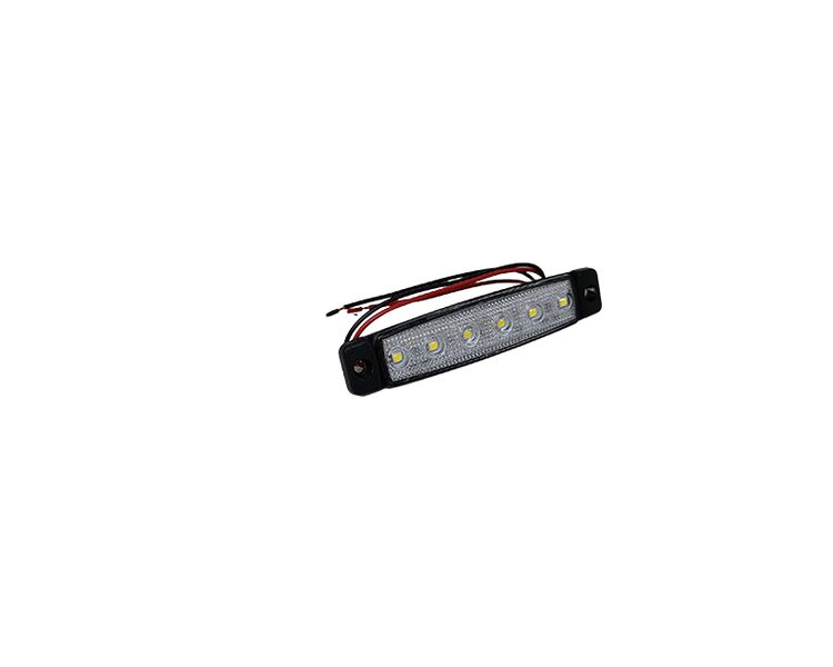 Markeringslampe hvid - 6 LED, 12 V