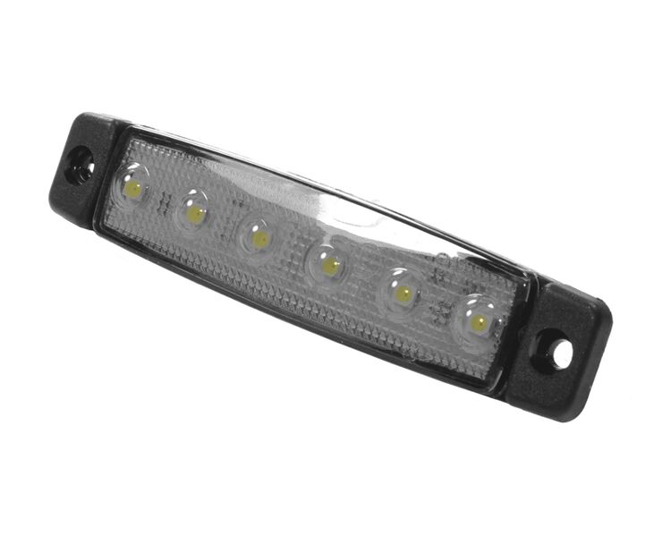Markeringslampe hvid - 6 LED, 12 V