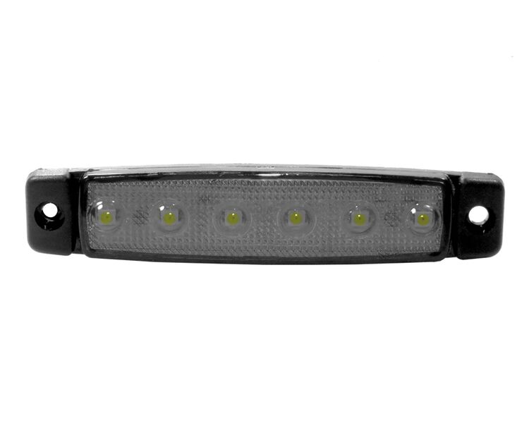 Markeringslampe hvid - 6 LED, 12 V