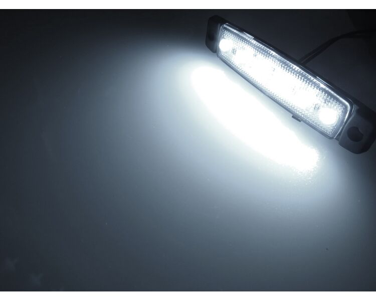 Markeringslampe hvid - 6 LED, 12 V