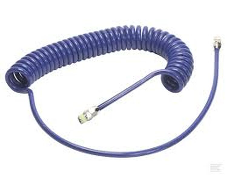 Rectus spiralslange 8 mm x 5,0 mtr.  Type: PUR. Max 10 bar. Frie ender: 150/450 mm. Gevind-diameter. 1/4". 