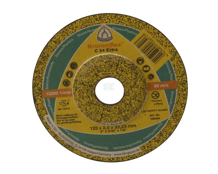 Skæreskive 125 x 2,5 x 22 mm Sten Kronenflex gul C24 ekstra