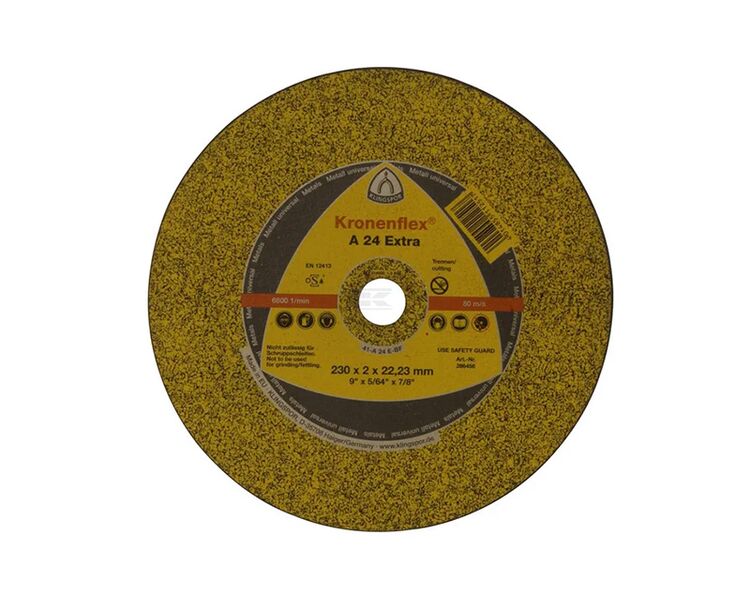 Skæreskive 230 x 2,0 x 22 mm lige Kronenflex gul A24 ekstra. Velegnet til stål og rustfrit stål.