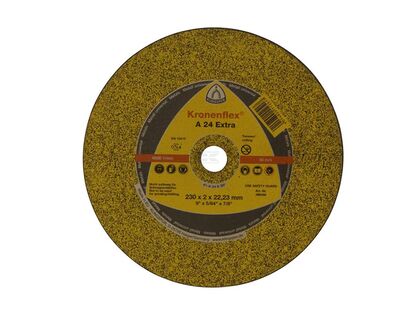 Skæreskive 230 x 2,0 x 22 mm lige Kronenflex gul A24 ekstra. Velegnet til stål og rustfrit stål.