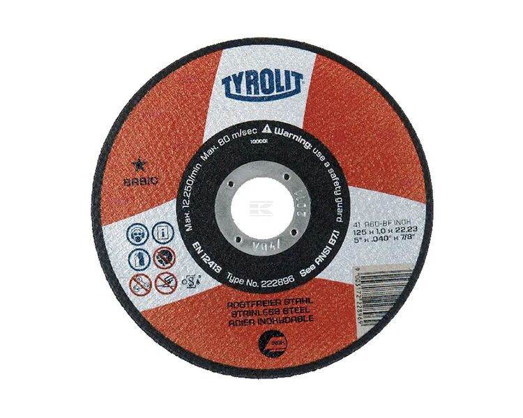 Skæreskive Basic A60R-BFB 125 x1,0 mm til stål og rustfrit stål.