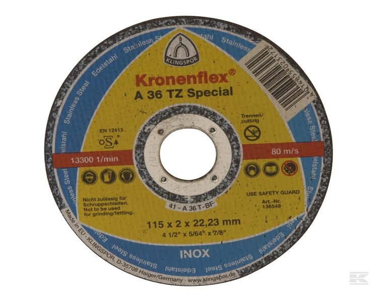 Skæreskive 115 x 2,0 x 22 mm lige Kronenflex tz A36TZ Klingspor