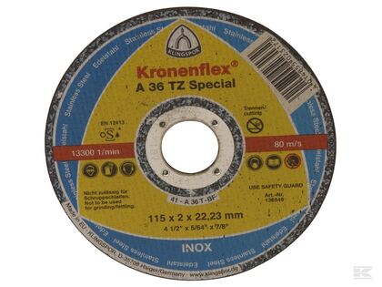 Skæreskive 115 x 2,0 x 22 mm lige Kronenflex tz A36TZ Klingspor