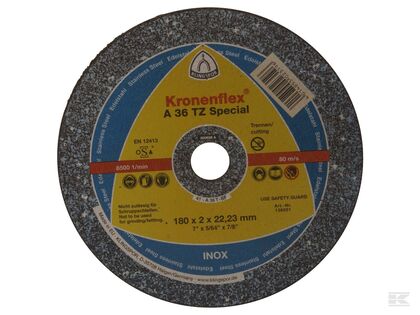 Skæreskive 180 x 2,0 x 22 mm lige Kronenflex tz A36TZ klingspor