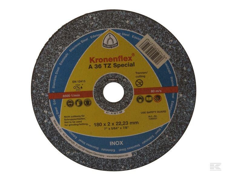 Skæreskive 180 x 2,0 x 22 mm lige Kronenflex tz A36TZ klingspor