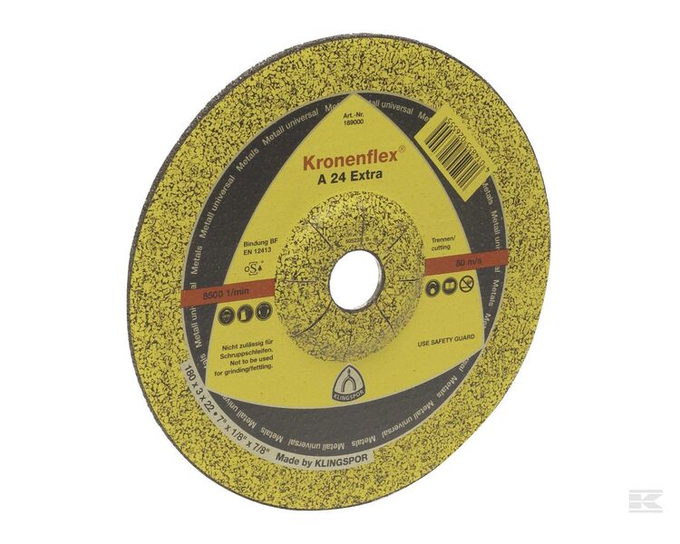 Skæreskive 180 x 3,0 x 22 mm forsat Kronenflex gul A24 ekstra