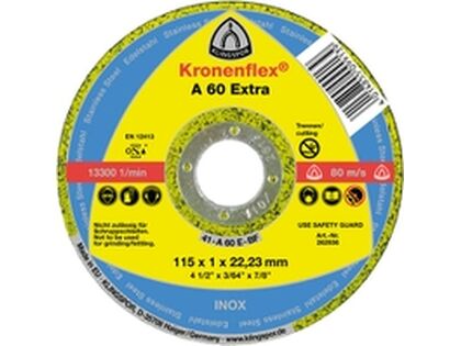 Skæreskive 115 x 1,0 x 22 mm lige A 60 Extra klingspor. Velegnet til stål og rustfrit stål.