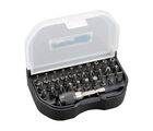 Professionelt 31-delt bitsæt med forskellige bits lavet af S2 stål. Inkl. Torx bits, Philips bits, Pozidriv bits, kærvede bits, 6-kantede bits og bitholder.