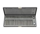 Professionelt 40-delt bitsæt med forskellige bits lavet af S2 stål. Bitssæt 40 stk. korte og lange bits. Kramp. Inkl holder. 3/8" + 1/2". I stærk metalkasse.