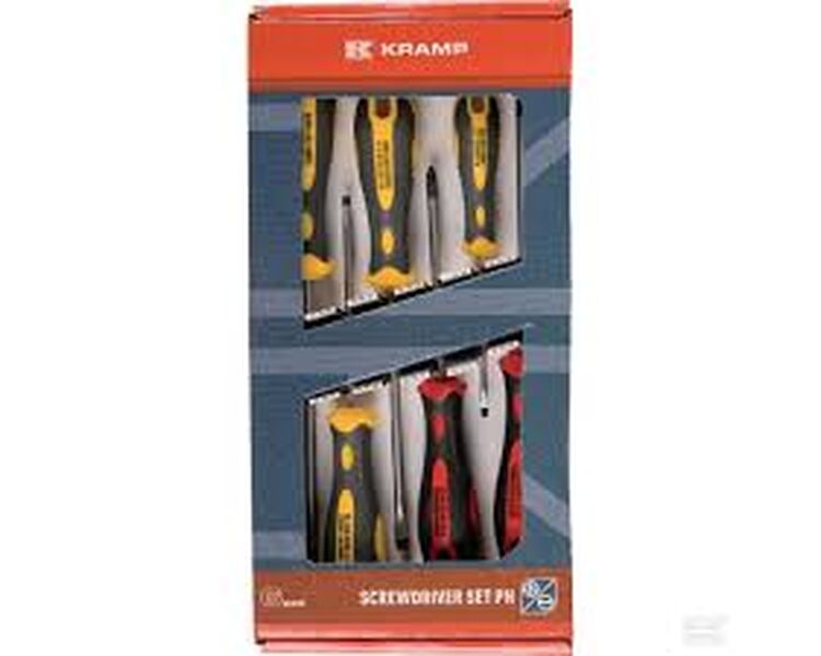 Skruetrækkersæt med 6 stk lige kærv