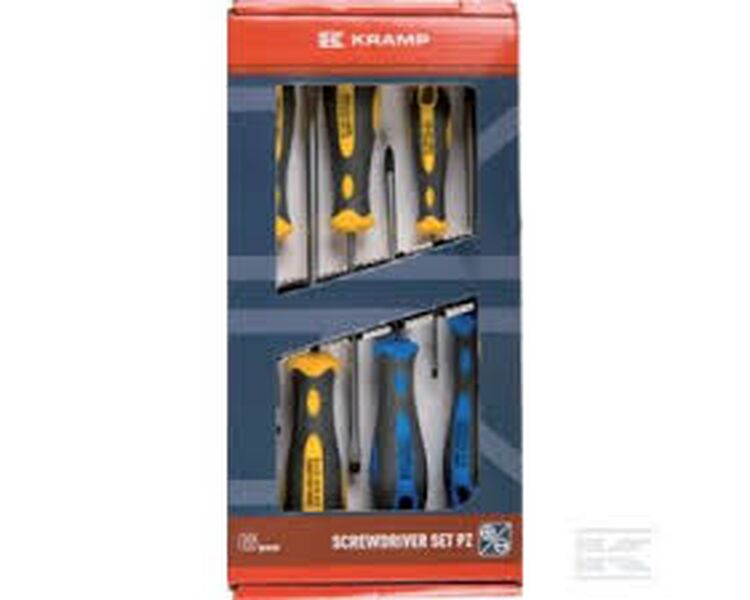 Skruetrækkersæt med 4 stk. lige kærv og 2 PZ kærv