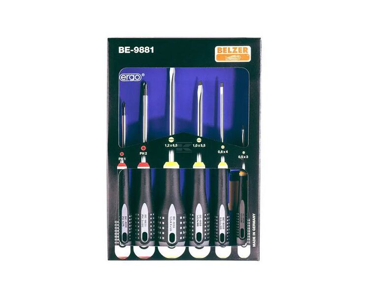 Skruetrækkersæt lige/Philips kærv BE-9881 - 6 stk