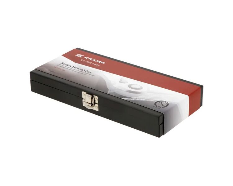 Professionelt 45-delt stiksæt, 1/4" drev med fintandet omvendelig skralde og flere stik af krom-vanadium-stål. I praktisk, stærk og holdbar metalkasse.