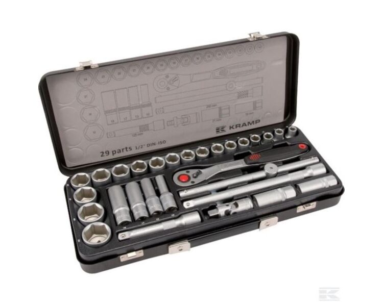 Topnøglesæt 1/2" firkant med 29 dele