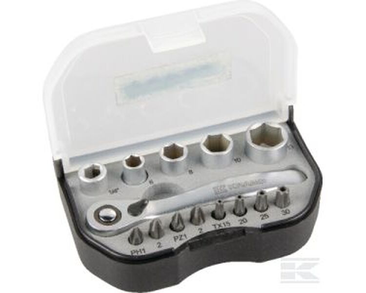 Topnøglesæt 14 dele mini 1/4" bits boks