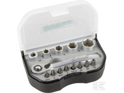 Topnøglesæt 14 dele mini 1/4" bits boks