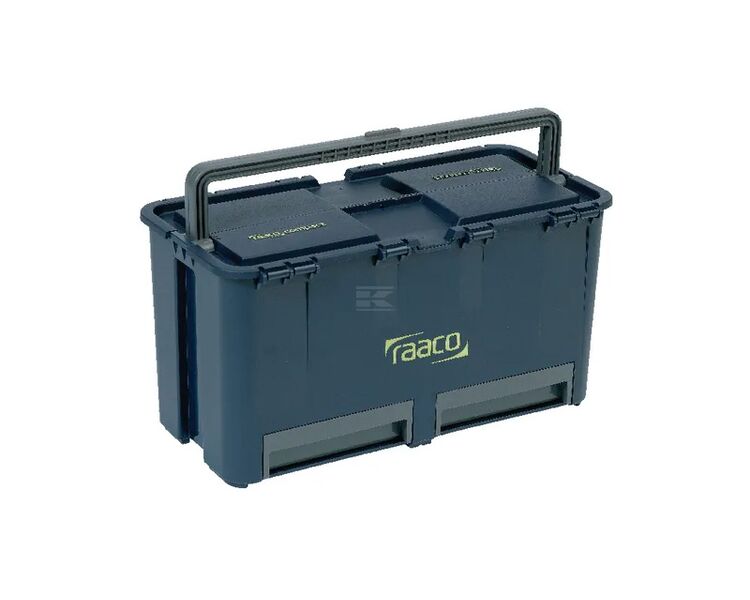 Værktøjskasse Compact 27 Raaco med 6 indsatse og 2 skuffer. Max. vægtbelastning: 30 kg. Kapacitet: 30 l.