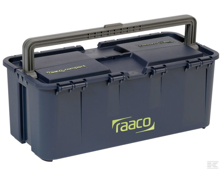 Værktøjskasse Compact 15 Raaco m 15 skillevægge og to rum. Max. vægtbelastning: 20 kg. Kapacitet: 20 l.
